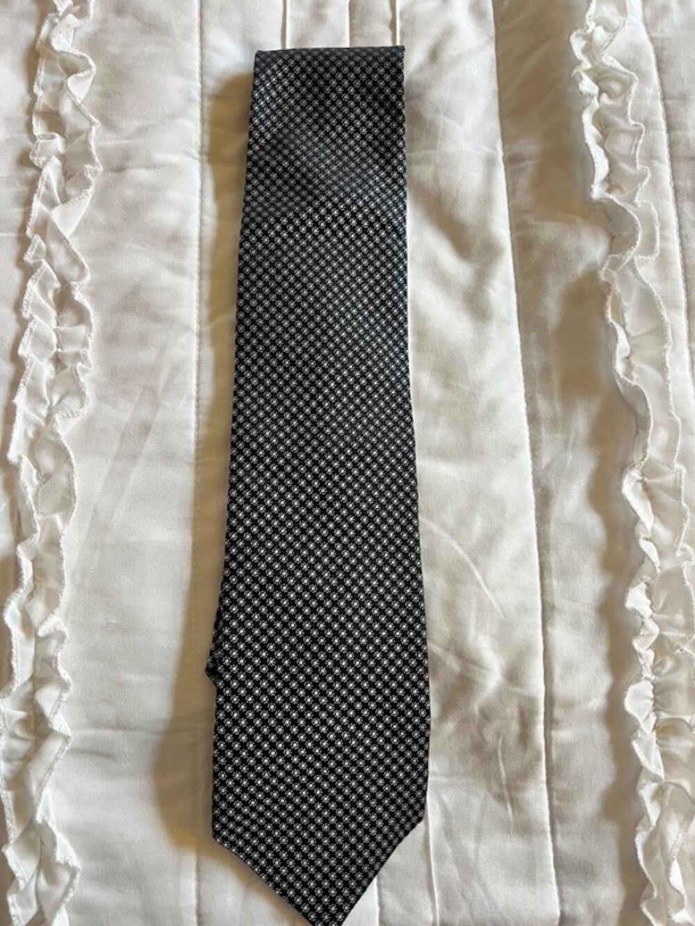 DKNY Black Geometric Silk Tie